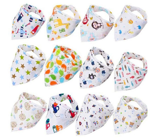 Cartoon infant Triangle bandana bib newborn Burp Cloths 2018 baby girls boys Double layer cotton toddler animal print bibs C4395