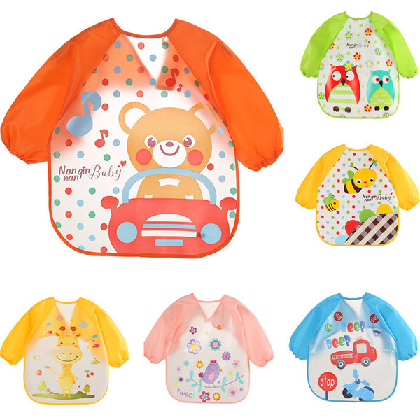 Waterproof EVA Full Sleeve Bibs Children Apron Long Sleeve Feeding Bibs Kids Eating Breastplate Kid Baby Cloth Stuff