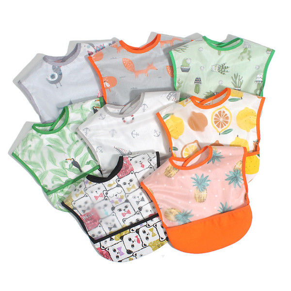 8 Designs Baby EVA Waterproof Lunch Bibs Cartoon Fruits Printing Infants Bibs Boys Girls Feeding Burp Cloths Bibs Apron