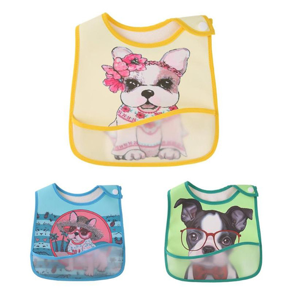 Baby Bibs Cute Cartoon Dog Pattern Toddler Baby Waterproof Saliva Towel Bibs EVA Waterproof Lunch For Boys Girl Feed