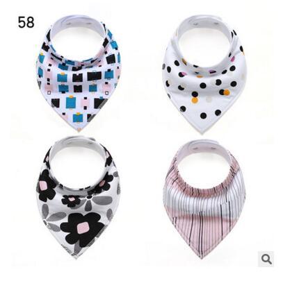 Bandana Newborn Baby Cotton Bibs Kids Cute Printing Soft Toddler Triangle Scarf Infant Burp Cloths Saliva Towel 74 styles 4Pcs/Lot