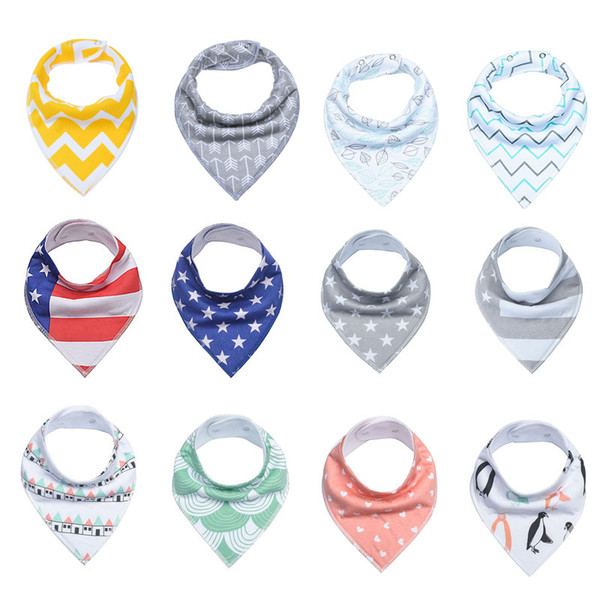 INS Baby Arrow usa flag Dot Floral Bibs Infant Triangle Scarf Toddlers Cotton Bandana Burp Cloths multiple styles B11