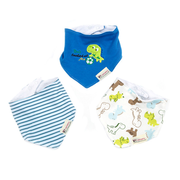 Crtartu pack of 3 bibs with funny pictures for kids dinosaur