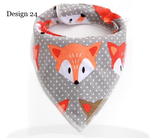 free shipping 25 design baby cotton triangle cartoon bibs baby unisex waterproof cotton layer baby burp cloth