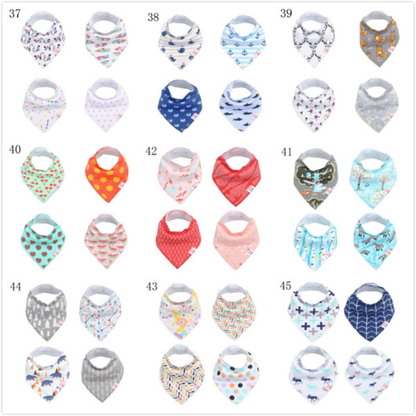 4Pcs/set 126 styles free shipping Baby Cotton Bibs Print Soft Bandana Newborn Toddler Triangle Scarf Infant Burp Cloth Saliva Towel SEN050