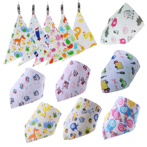 PrettyBaby snap fasteners baby feeding triangle bibs cotton infant bibs Animal Print baby bandana bibs free shipping