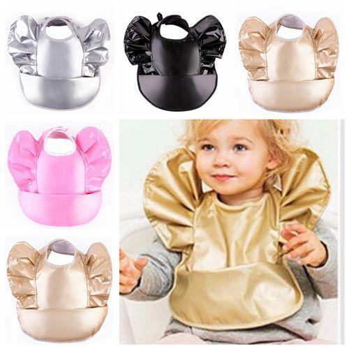 Vieeoease Waterproof Newborn Baby Lunch Bibs Kids Infant Toddler Saliva Towel Bandana Set Solid Ruffled Bibs EE-096