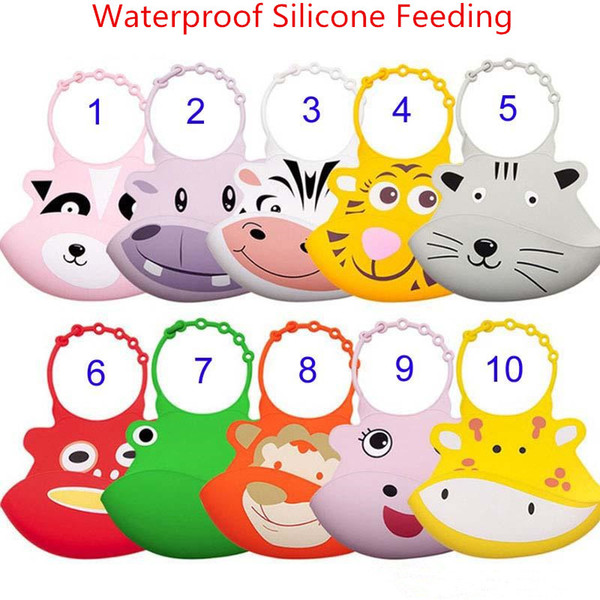 10 Style Baby Infants Kids Cute Animal Cartoon pattern Aprons Bibs Newborn Children Waterproof Feeding Burp Food grade silica gel Lunch Bibs