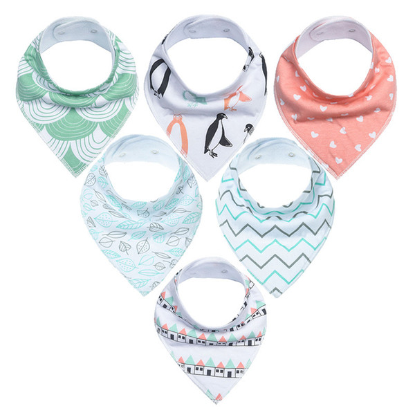 Nordic wind INS explosions 6pcs sets of baby saliva towel newborn children's triangle towel cotton baby bibs saliva towel