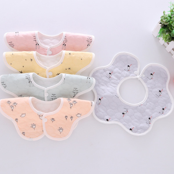 Cute Baby Waterproof Bibs Cotton Cartoon Petal Printed Bibs Newborn Baby Boys Girls 360 Degrees Saliva Towel