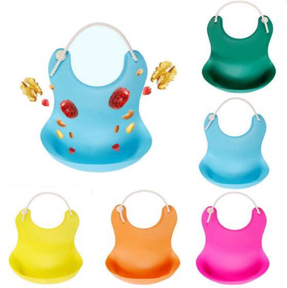 7 Colors Infant Baby Silicone Bibs Waterproof Baby Feeding Breastplate Bright Color Children Eating Apron Soft Adjustable Baby Bib 1-3Y