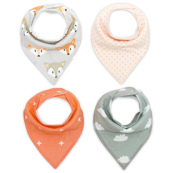 51 groups baby infant triangle cartoon bibs burp cloths waterproof Pure cotton double layer bibs bandana scarf Baby Feeding fast shipping