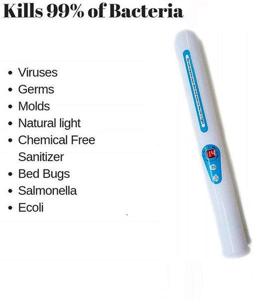 Hand Wand Travel Ultraviolet Light USB Portable UV Sterilizer Sanitizer for Kills up to 99.9% of Mold Bacteria Germs for Home Hotel Travel