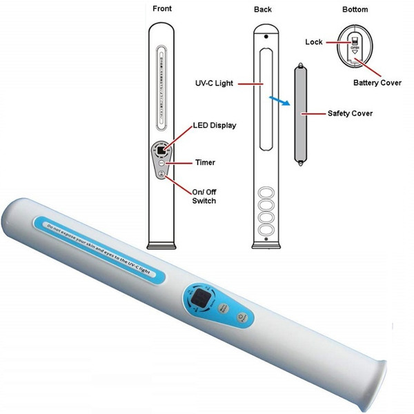 Travel / Home Sterilizer Portable UV Sanitzer Hand Wand Ultra Violet Light Kill Bacteria Sanitizer Travel For Kills Mold Bacteria Germs