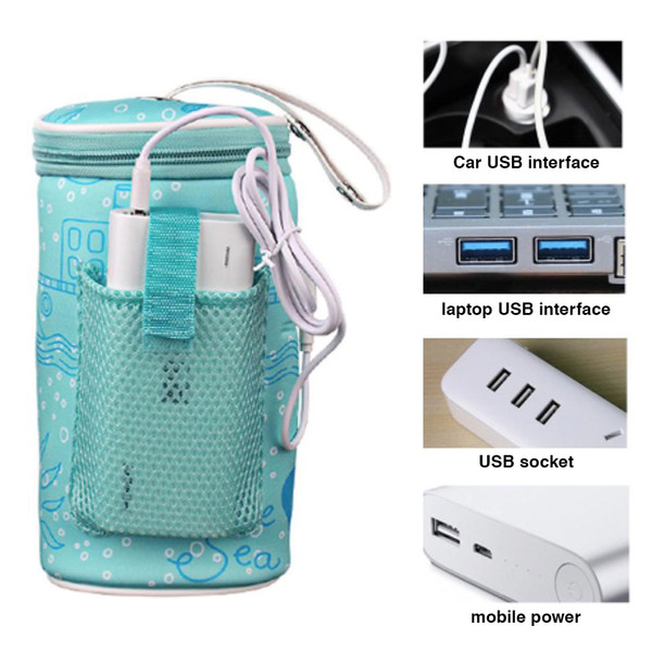 Portable Baby Milk Bottle Warmer Bag USB Infant Bottle Heater Reusable Warm Milk Tool Baby Feeding Insulation Cover Pouch