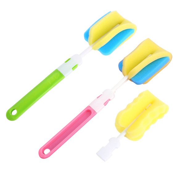 New 360 Degree Rotation Plastic Sponge Baby Milk Feeding Bottle Brush Nipple Cleaning Cup Scrubber Washing Brushes