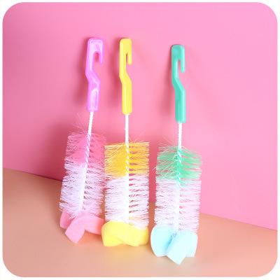 Sponge bottle nipple head piece 360 degree rotating wash Bottle bottle brush cup brush cleaning brush