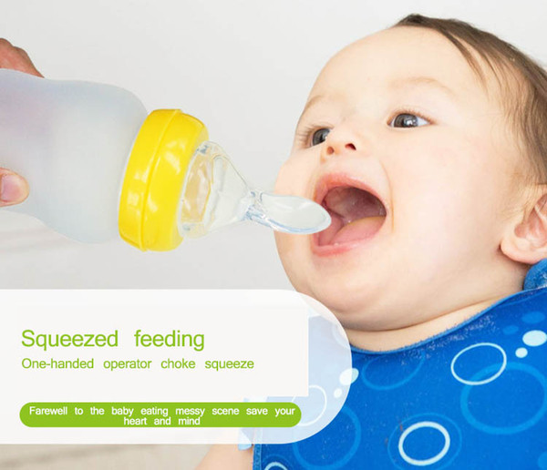 Baby silicone feeding spoon Baby Rice Paste Bottle Fruit and vegetable supplementary feeding device 180MLFeeding auxiliary spoons