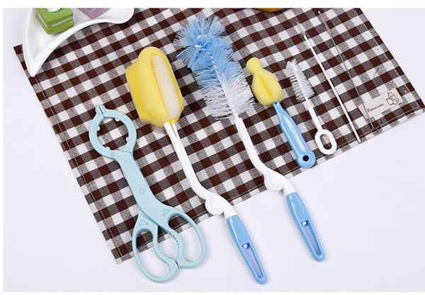 More Convenient Super Clean Power Free Rotatable Soft Non-destructive Bottle Brush and Straight Brush Baby Bottle Brush 7 Pieces