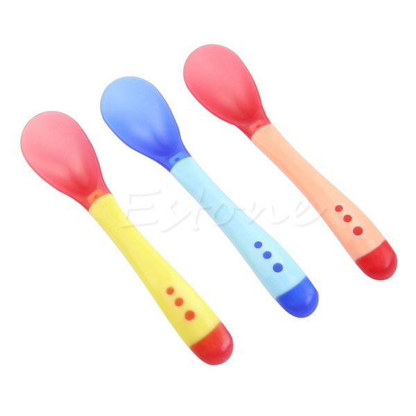 Baby Spoon Lot Heat Sensing Thermal Feeding Spoon Baby Kids Weaning Silicone Head Tableware