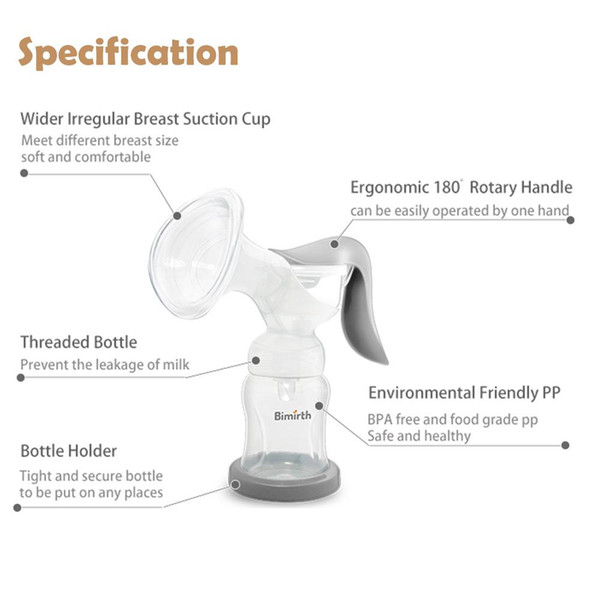 Bimirth Breast Pump 180 Degree Rotary Manual 180ml Feeding Baby Nipple Suction Pumps Milk Bottle Sucking 008#