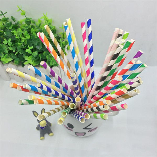 Paper Straw Environmental Colorful Paper Straw Straight 200style Drinking Straw Wedding Kids Birthday Party Decoration Supplies 100set