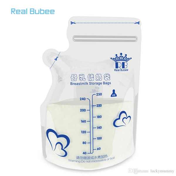 Real Bubee 30pcs 250 ML Baby Food Storage Breast Milk Storage Bags To Store PBA free Safe De Leite Almacenaje Leche for Baby NB