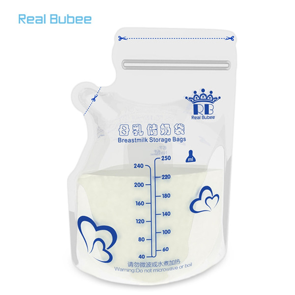 Real Bubee 30pcs 250 ML Baby Food Storage Breast Milk Storage Bags To Store PBA free Safe De Leite Almacenaje Leche for Baby NB