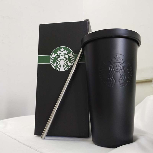 New classic Starbucks stainless steel mug desktop mug with lid coffee cup fashion couple sippy cup