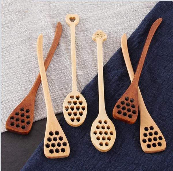 Honey Wood Spoons Creative Honey Coffee Stirring Rods Distinctive Long Handle Stirring Spoons Eco-Friendly Kitchen Tools CLS686