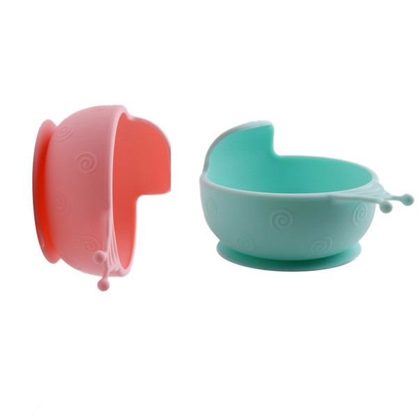 Antidrop Sucker Design Baby Bowl Grade Silicone Cartoon Snail Supplement Bowl Infant Feeding tableware Children Dishes