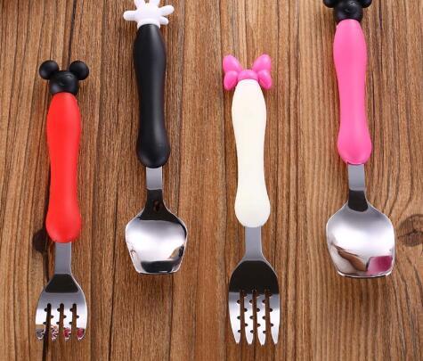 2pcs/set Baby Kids Feeding Spoon + Fork High Quality Stainless Steel Kids Flatware Dinnerware Sets