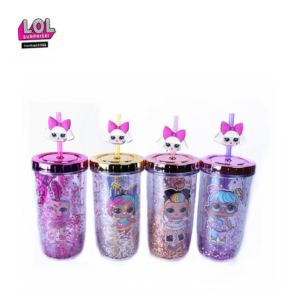 Sport Bottle 400ml Kids Water Bottle with Straw Children Water Drinking Pot for Water Bottles Plastic double layer DHL free