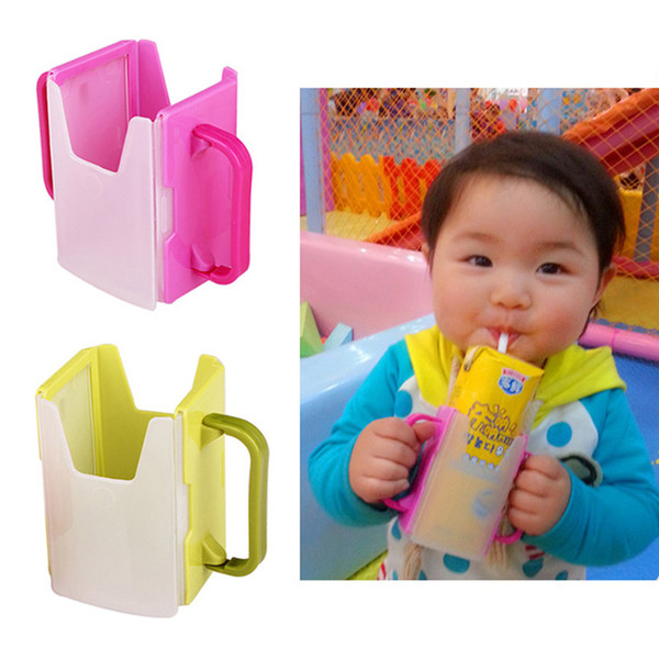 Practical Convenient Supply Universal Baby Self-Help Drink Juice Milk Box Holder Cup Storage Milk Adjustable Handles Supply