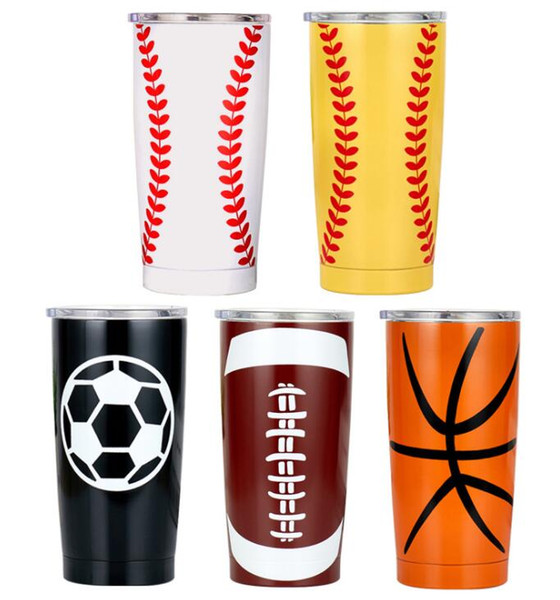 20OZ 30OZ Baseball Tumbler Mugs Softball Basketball Football Stainless Steel Cups Travel Car Beer Cups Vacuum Insulated Mugs GGA3048-3