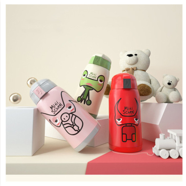 Babysing 500ML Cartoon Maternity Water Bottle Kids Straw Thermos Stainless Steel Vacuum Water Bottle Drinkware Baby Training Kettle Cup