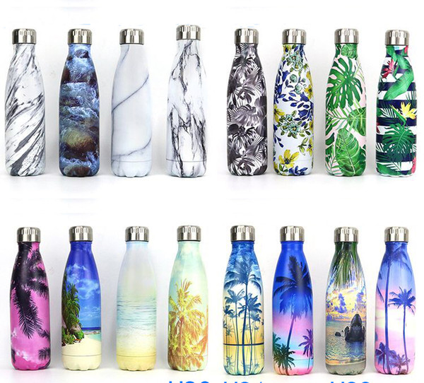Coke Bottle Marbled Coke Bottle 304 Stainless Steel Insulation Hand Outdoor Travel Insulation Bottle 500ml