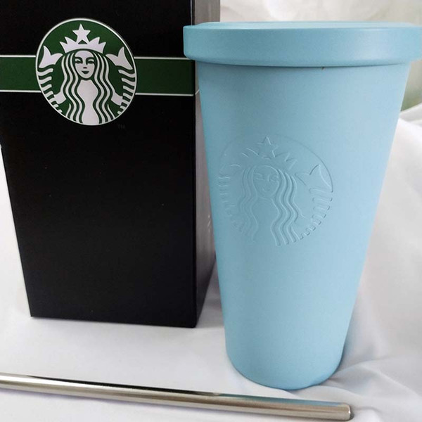 New classic Starbucks stainless steel mug desktop mug with lid coffee cup fashion couple sippy cup