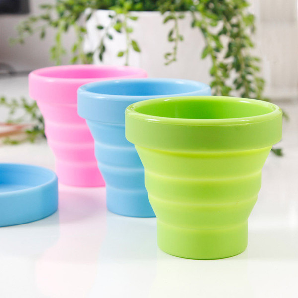 2020 creative Silicone Folding Cup 170ML Collapsible Water Cup 4 colors Outdoor Camping Travel drinkware Foldable Cups C4759