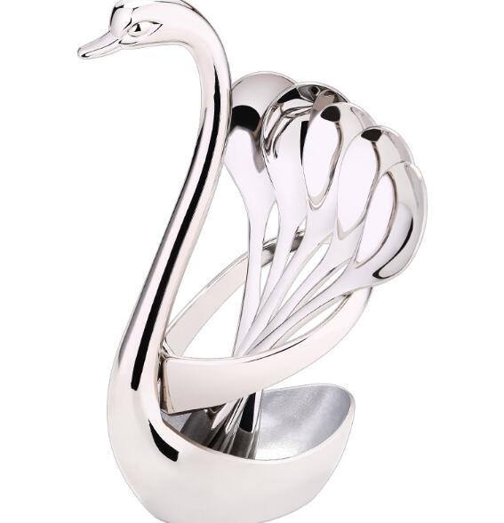 Swan Dinnerware Sets Set Fork Tea Spoon Holder Wedding Party Fruit Tableware Set Dinnerware Sets Wedding Decoration