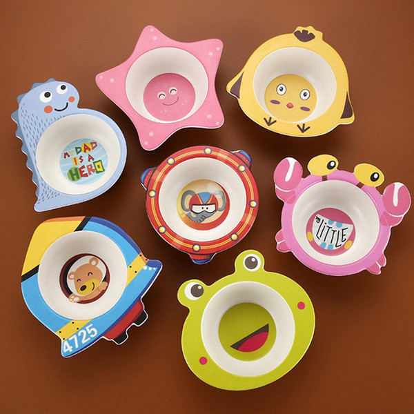 Bamboo Fiber Creative Cartoon Animal Kindergarten Children Tableware Exquisite Appearance Eco-Friendly Material Baby Bowl