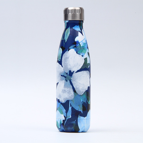 2020 New Floral Cola Shaped 500ml Vacuum Cup Coke Mug Stainless Steel Bottles Insulation Cup Thermoses Fashion Movement Veined Water Bottles