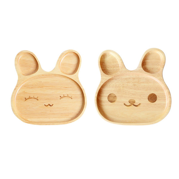 Cartoon Cute Innovative Rabbit-shaped Tray Natural Bamboo Baby Feeding Dessert tableware Plate kids children dinnerware dishes