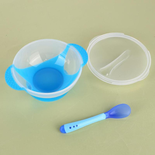 3pcs/set Baby Cutlery Sets Drop Resistance Suction Cup Bowl Spoon Kit High Transparent PP And Silicone