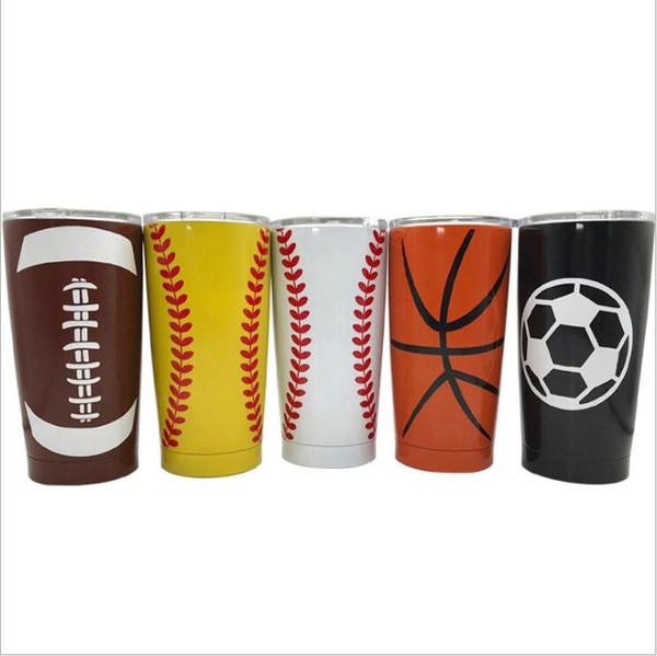 Stainless Steel Baseball Tumbler Mugs 600ML Softball Basketball Football Metal Cup Travel Car Water Bottle Vacuum Insulated Cup LT1583