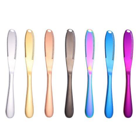 Stainless Steel Butter Knife Butter Western Bread Jam Daub Knife Food ApplicatorsKid Safe Knife Pure Color Applicators Baby Feeding WY59Q