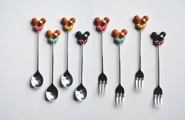 Unique Doughnut Spoon fork Dining Bar Stainless Steel Coffee Dessert Spoon Stirr rods Tea Ice Cream Candy Kitchen Flatware fork