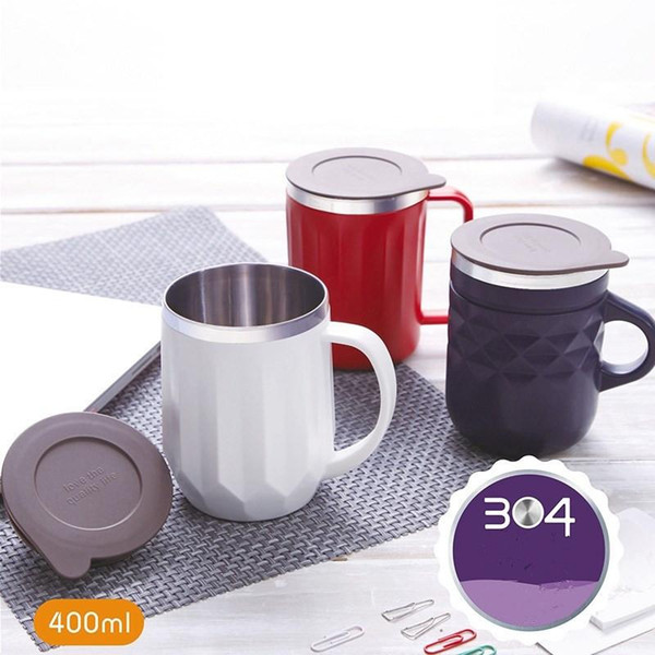 400ML Water Bottles Cup Stainless Steel Tumbler Vacuum Insulated Non-slip Cups Flask Beer Coffee Mugs With Lid GGA1842