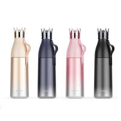 Creative Stainless Steel Thermal Insulation Water Bottles Crown Shaped Lid Applicable For Outdoor Sports In Winter