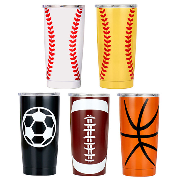 20OZ Baseball Tumbler Mugs Softball Basketball Football Stainless Steel Cups 2020 Travel Car Beer Cups Vacuum Insulated Mugs 5 Styles M1053